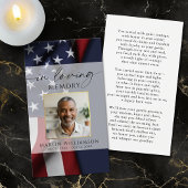 USA Flag Military Memorial Photo Prayer Card