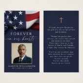 USA Flag Military Photo Cross Memorial Prayer Card (Vorne & Hinten)