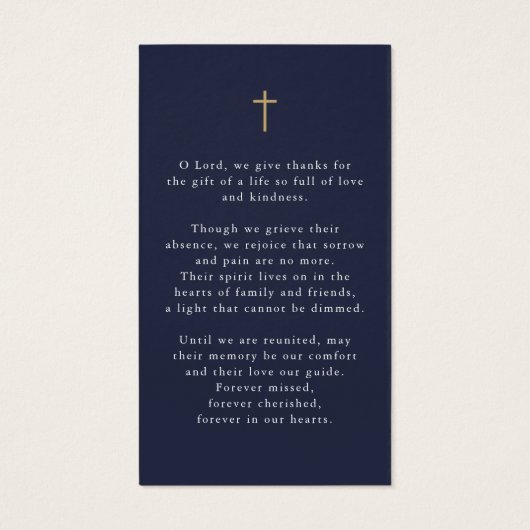 USA Flag Military Photo Cross Memorial Prayer Card (Rückseite)