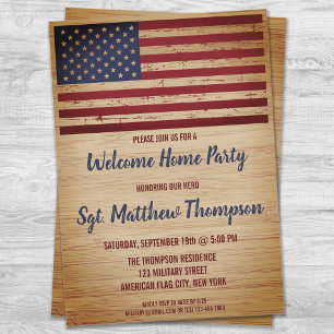 USA Flag Military Soldier Homecoming Party Einladung