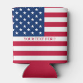 USA-Flag mit benutzerdefiniertem Text Dosenkühler (Rückseite)