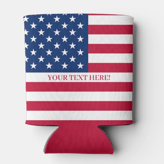 USA-Flag mit benutzerdefiniertem Text Dosenkühler (Rückseite)