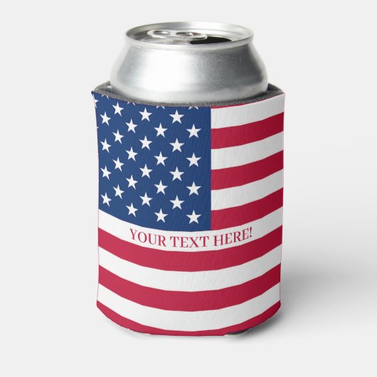 USA-Flag mit benutzerdefiniertem Text Dosenkühler (Kanne Rückseite)