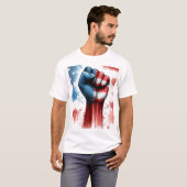 USA Flag mit Flaggenhintergrund T-Shirt (Vorne ganz)