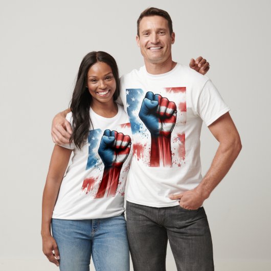 USA Flag mit Flaggenhintergrund T-Shirt (Unisex)