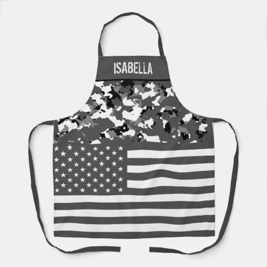 USA Flag Monochrome Camouflage Custom Schürze (Vorderseite)