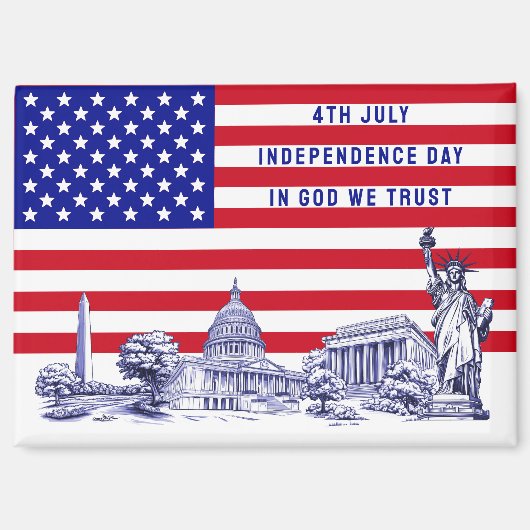 USA Flag Monument Illustration Souvenir Magnet (Vorderseite)