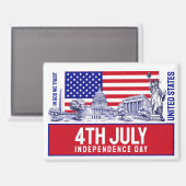 USA Flag Monument Illustration Souvenir Magnet (Vorderseite/Rückseite)