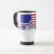 USA Flag Monument Illustration Souvenir