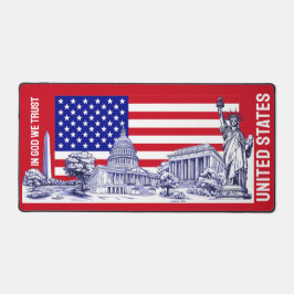 USA Flag Monument Illustration Souvenir Schreibtischunterlage
