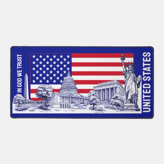 USA Flag Monument Illustration Souvenir Schreibtischunterlage (Vorderseite)