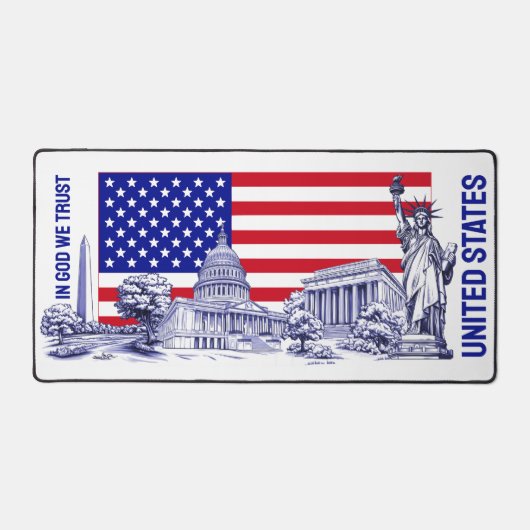 USA Flag Monument Illustration Souvenir Schreibtischunterlage (Vorderseite)