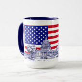 USA Flag Monument Illustration Souvenir Tasse (Vorderseite Links)