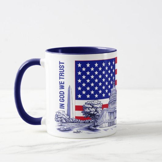 USA Flag Monument Illustration Souvenir Tasse (Links)