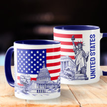 USA Flag Monument Illustration Souvenir