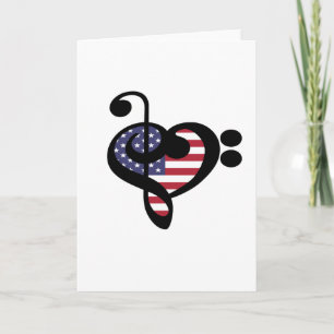 USA Flag Music Heart - American Pride Musician Karte