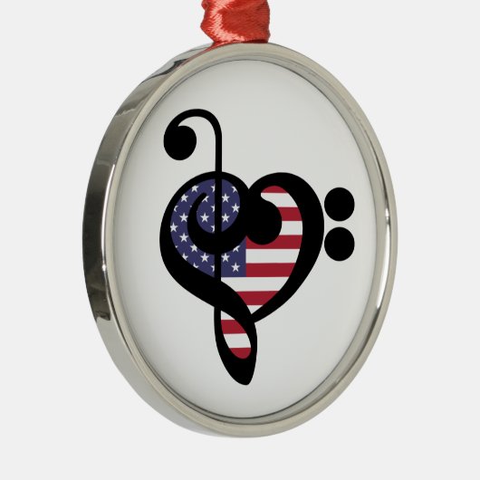 USA Flag Music Heart - American Pride Musician Ornament Aus Metall (Rechts)