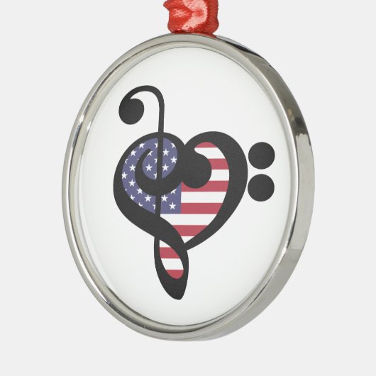 USA Flag Music Heart - American Pride Musician Ornament Aus Metall (Links)