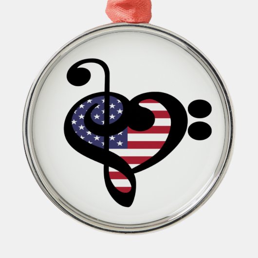 USA Flag Music Heart - American Pride Musician Ornament Aus Metall (Vorne)