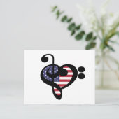 USA Flag Music Heart - American Pride Musician Postkarte (Stehend Vorderseite)