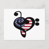 USA Flag Music Heart - American Pride Musician Postkarte (Vorderseite)