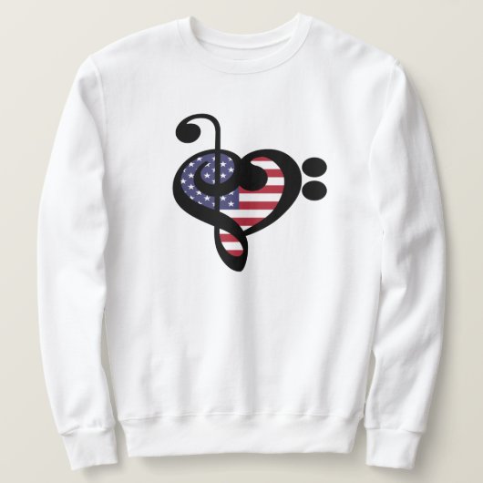 USA Flag Music Heart - American Pride Musician Sweatshirt (Design vorne)