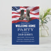 USA Flag Navy Blue Military Solider Homecoming Einladung (Stehend Vorderseite)
