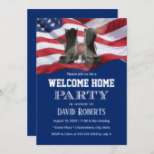 USA Flag Navy Blue Military Solider Homecoming Einladung (Vorne/Hinten)