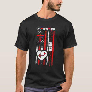 Usa Flag Nicu Medizinische Neonatologische Intensi T-Shirt