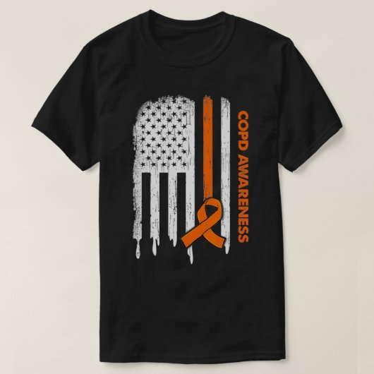 USA Flag Orange Ribbon COPD Bewusstsein T-Shirt (Design vorne)