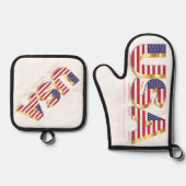 USA Flag Oven Mitt & Pot Holder Set (Vorderseite)