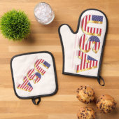 USA Flag Oven Mitt & Pot Holder Set (Oben Unten)