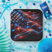 USA Flag Paint Spritzer 4. Juli Pappteller (Party)