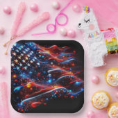 USA Flag Paint Spritzer 4. Juli Pappteller (Party)