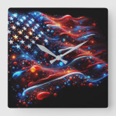 USA Flag Paint Spritzer Quadratische Wanduhr (Vorderseite)
