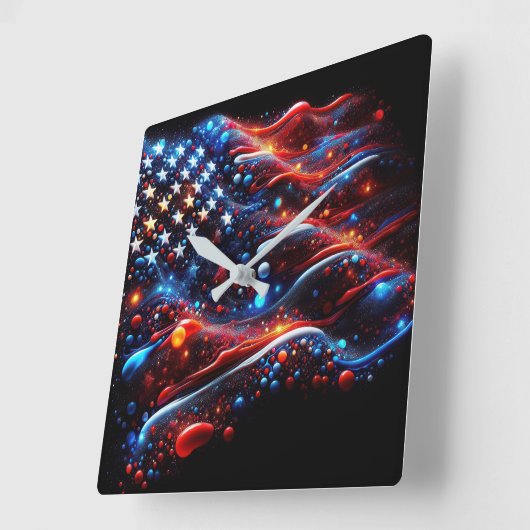 USA Flag Paint Spritzer Quadratische Wanduhr (Winkel)