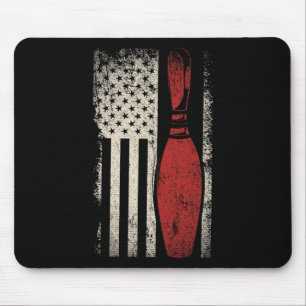 Usa Flag Patriotic American Bowler Gift Bowling Pi Mousepad