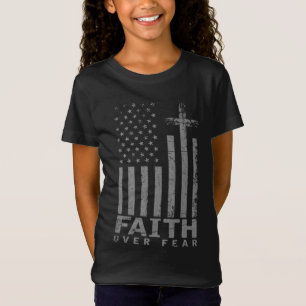 USA Flag Patriotic American Gift Faith Over Angst T-Shirt