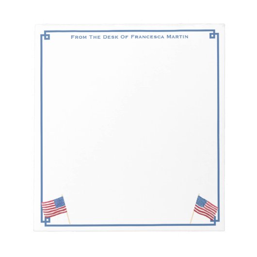 USA Flag Patriotic American Personalisiert Notizblock (Vorderseite)