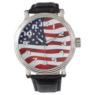 USA Flag Patriotic Armbanduhr