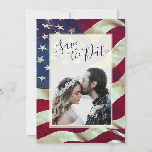 USA Flag Patriotic Christlich Bible Foto Wedding Save The Date (Vorderseite)