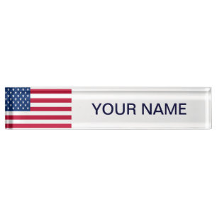 USA Flag Patriotic Custom Desk Name Plate Namensplakette