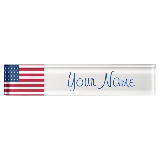 USA Flag Patriotic Custom Desk Name Plate Office Namensplakette (Vorderseite)