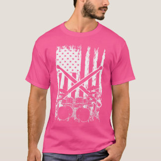 Usa Flag Patriotic Drummer Drumsticks Schlagzeug D T-Shirt