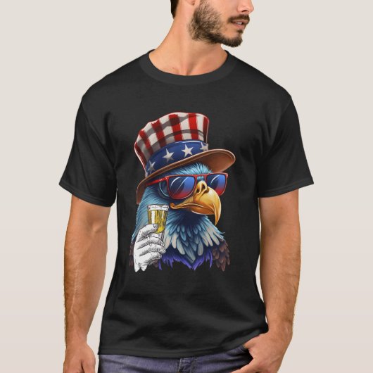 Usa Flag Patriotic Eagle Sonnenbrille 4th July be T-Shirt (Vorderseite)