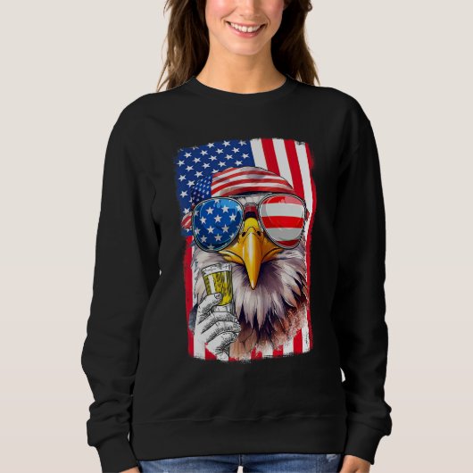 USA Flag Patriotic Eagle Sunglasses 4th Of July Be Sweatshirt (Vorderseite)