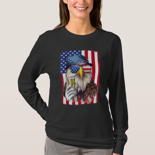 USA Flag Patriotic Eagle Sunglasses 4th Of July Be T-Shirt (Vorderseite)