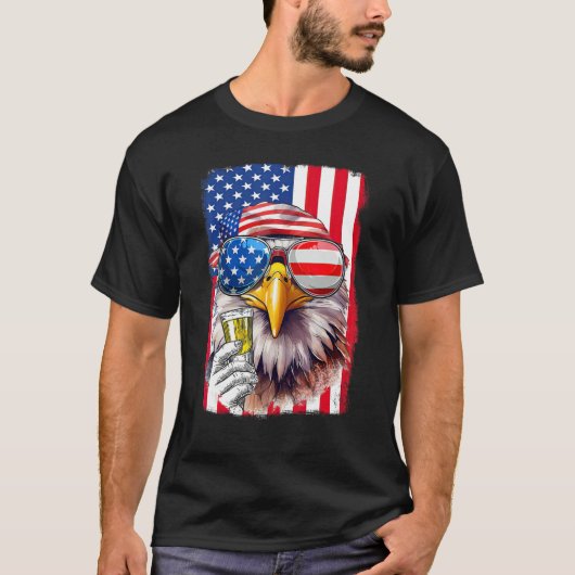 USA Flag Patriotic Eagle Sunglasses 4th Of July Be T-Shirt (Vorderseite)