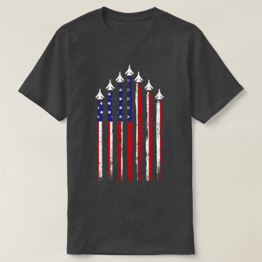 USA Flag Patriotic Fighting Jets T-Shirt (Design vorne)