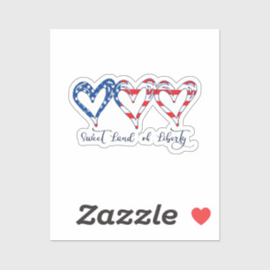 USA Flag Patriotic Hearts 4. Juli Sweet Land o Aufkleber